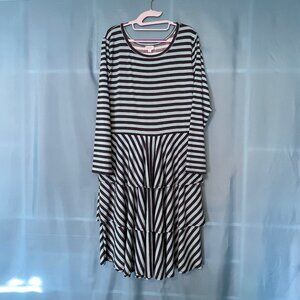 LuLaRoe Georgia Long Sleeve Navy Mint Ruffled Dress 3XL